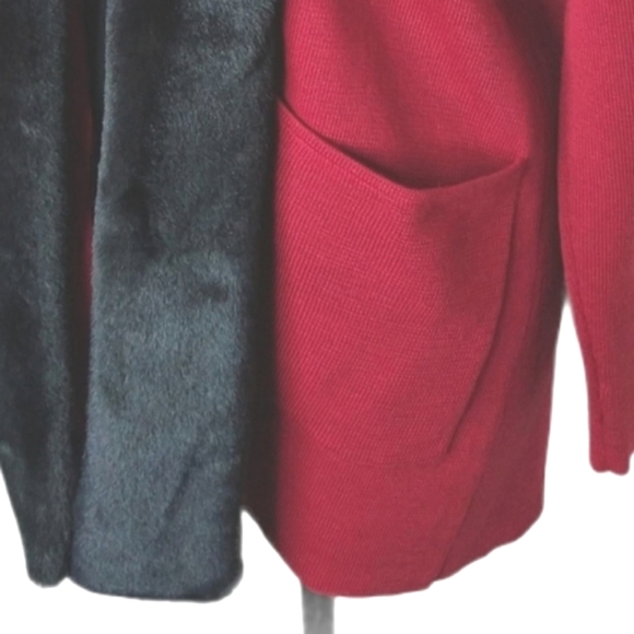Dialogue Size XS Merino Wool Open Cardigan Removable Faux Fur - Picture 7 of 12